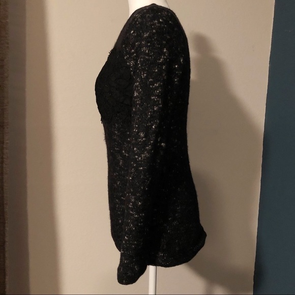 Zara black white fuzzy lace trimmed sweater - Picture 7 of 15
